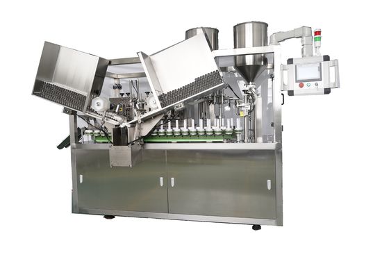 Plastik kompozit yumuşak boru doldurma ve iç ısıtma mühürleme makinesi, el kremi için soğutucu ile